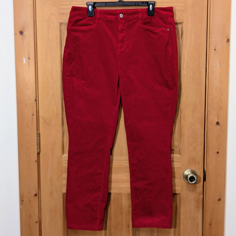 Talbots Pants Simply Flattering Corduroy Slimming Straight Red Women's 14W Bold